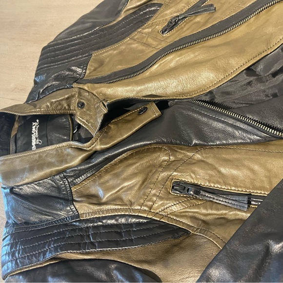 Black and Brown Faux Leather Jacket (BRAND NEW) - Picture 3 of 4